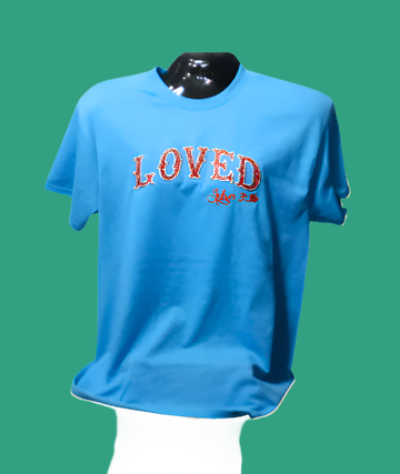 LOVED John 3:16 T-Shirt - Short Sleeve Embroidery - Wild Stitches Huntsville