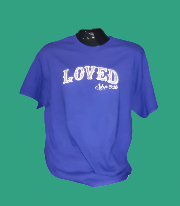 LOVED John 3:16 T-Shirt - Short Sleeve Embroidery - Wild Stitches Huntsville