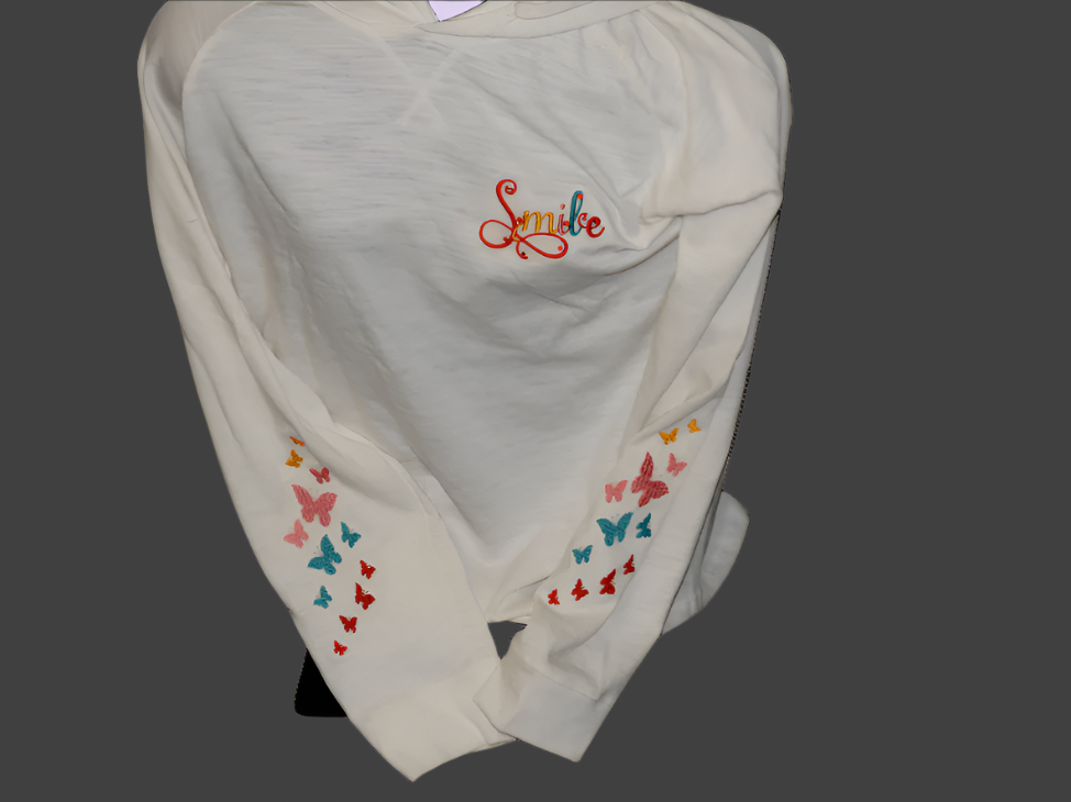 Smile - T-shirt Hoodie(Embroidery) - Wild Stitches Huntsville