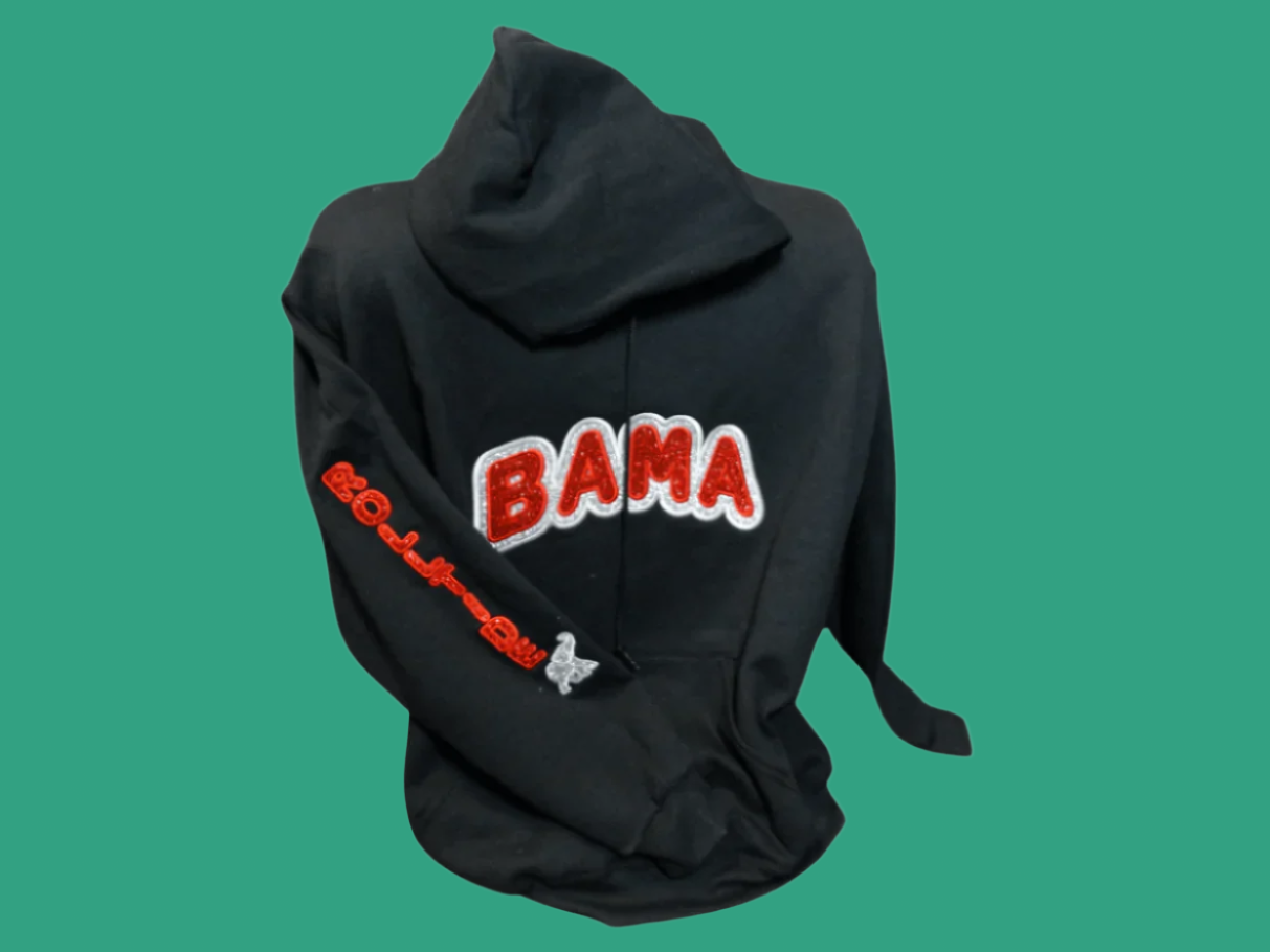 Crimson Tide BAMA Hoody - Front, Back and Arm Design - Wild Stitches Huntsville